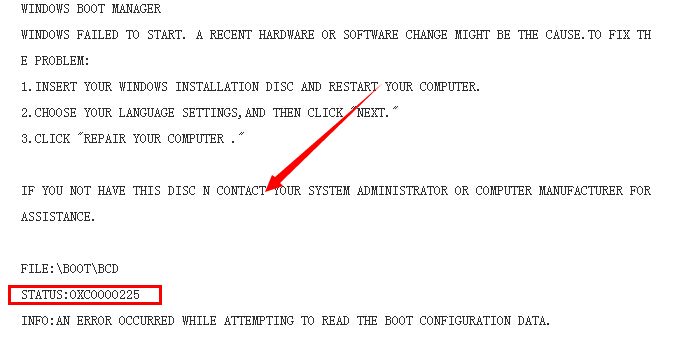 电脑系统重装出现OXCOOOO225未能启动解决方法